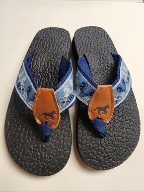 Horse Flip Flops Blue Black New 689 B16 See measurements for size